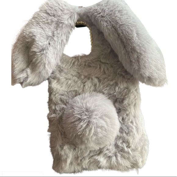 Grey Vegan Friendly Faux Fur Adorable Plush Bunny Rabbit Phone Case 13 PRO MAX - Picture 2 of 8
